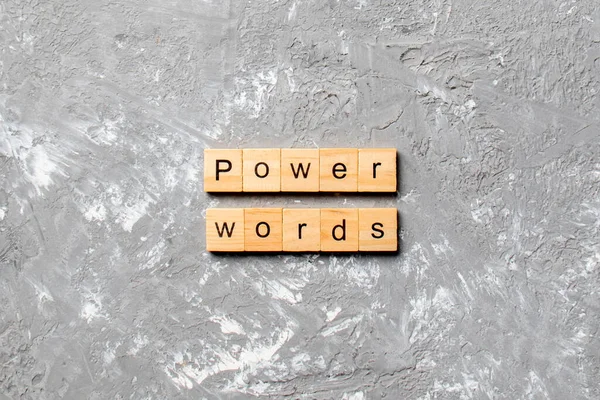 Power Words Wort Auf Holzblock Geschrieben Power Words Text Auf — Stockfoto