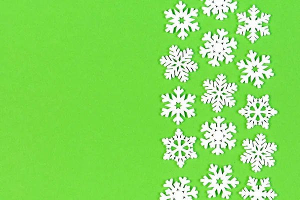 Top View White Snowflakes Colorful Background Winter Weather Concept Copy — Stock Photo, Image