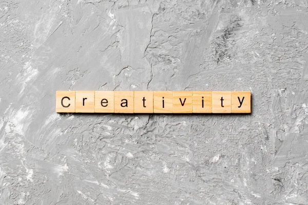 Creativity Word Written Wood Block Creativity Text Cement Table Your — Stock Photo, Image