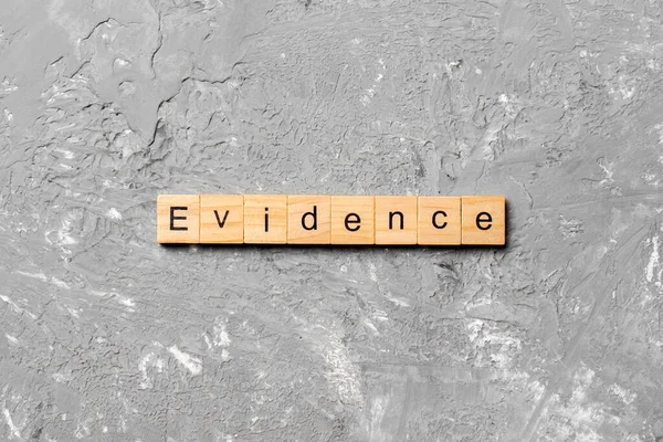 Evidence Word Written Wood Block Evidence Text Table Concept — Stock Photo, Image