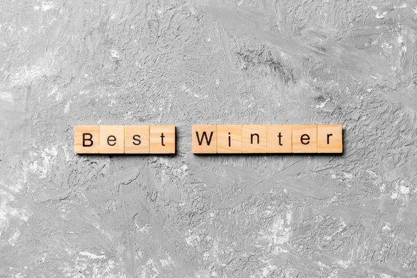 Καλύτερη Λέξη Του Χειμώνα Γραμμένο Ξύλο Μπλοκ Καλύτερο Κείμενο Χειμώνα — Φωτογραφία Αρχείου