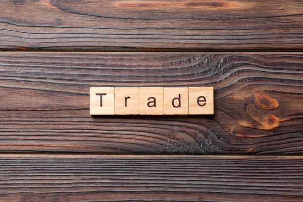 Trade Word Written Wood Block Trade Text Cement Table Your — Stock Photo, Image