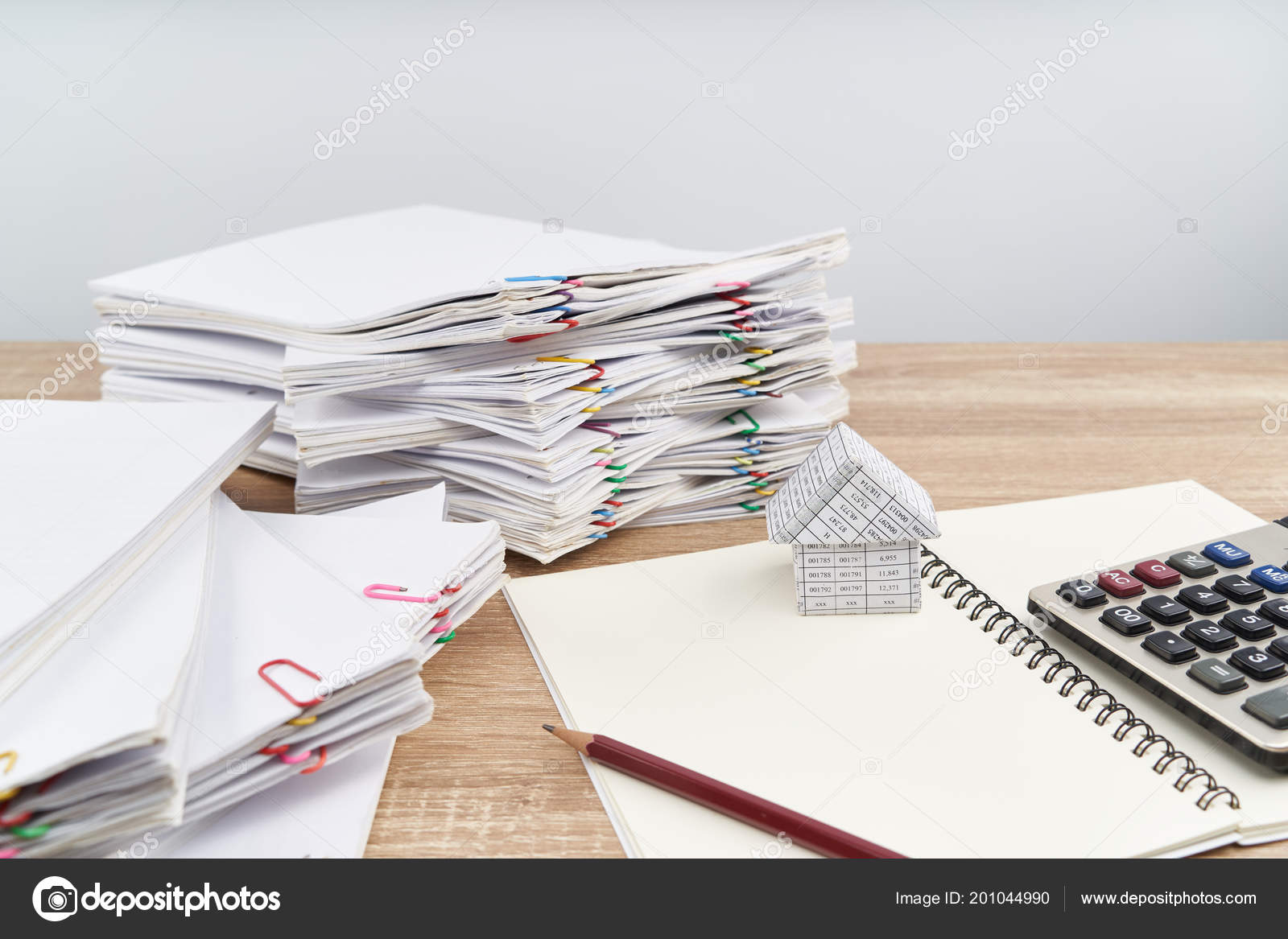 House Notebook Calculator Have Blur Pencil Overload Paperwork