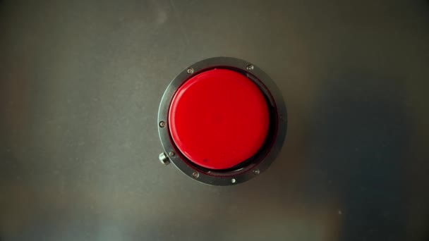 Finger presses the big red button — Stock Video