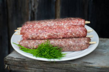 Et beyaz tabakta gelen ham lulya Kebap.
