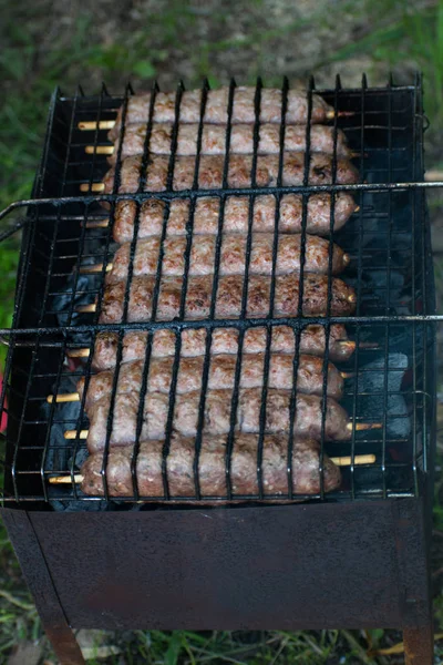 Lulya Kebab Carne Prepara Grelha — Fotografia de Stock