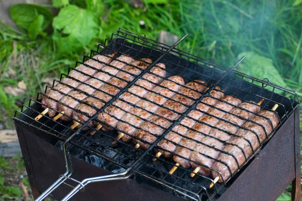 Lulya Kebab Carne Prepara Grelha — Fotografia de Stock