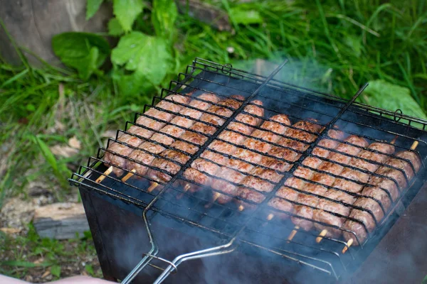 Lulya Κεμπάπ Από Κρέας Παρασκευάζονται Σχάρα — Φωτογραφία Αρχείου