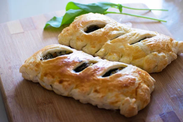 Panini Pasta Sfoglia Con Acetosa Primo Piano Torte Fatte Casa — Foto Stock