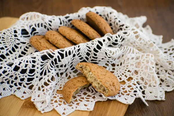 Hjemmelagde Havrekaker Med Rosiner Friske Kjeks – stockfoto