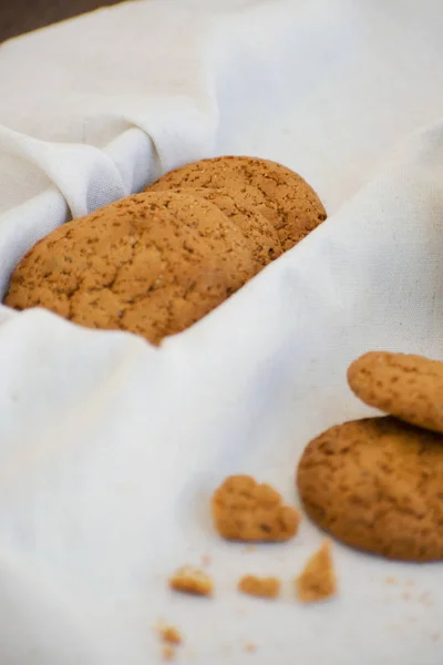 Bolachas Caseiras Aveia Com Passas Biscoitos Saudáveis — Fotografia de Stock