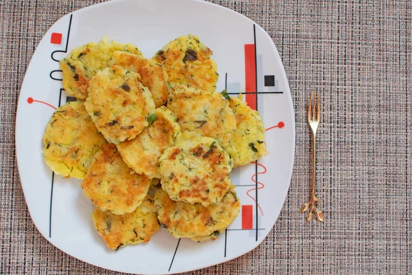 Panqueques Patata Con Cebolla Verde Draniki Buñuelos Patata Plato Naitonal — Foto de Stock