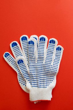 Mavi kauçuk palmiye ile pamuk çalışma eldivenleri