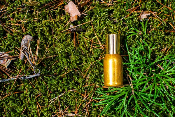 Parfymflaska Naturlig Bakgrund Naturliga Ingredienser Och Miljövänliga Material — Stockfoto