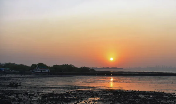 Belo Pôr Sol Mar Com Deserção Sol — Fotografia de Stock