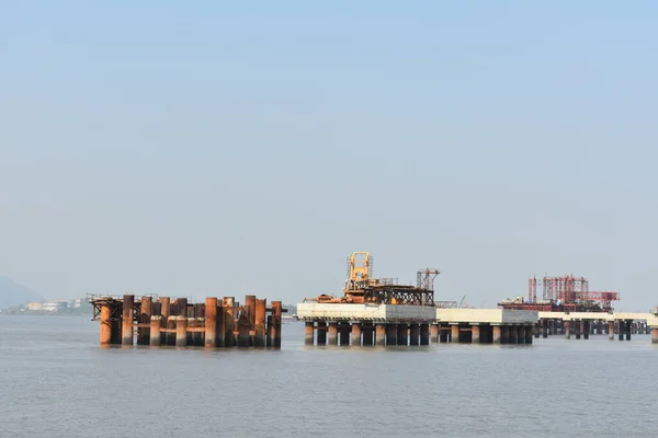 Oil rig situated in the middle of the ocean near Mumbai