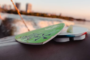 Wakesurf boards  on the boat clipart