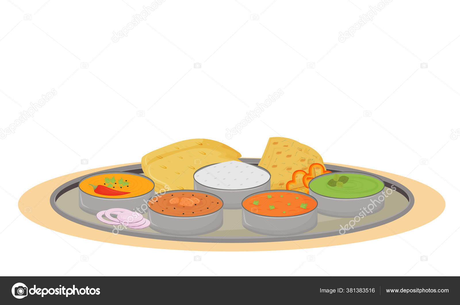 Thali Cartoon Vector Illustration Indian Traditional Dish Metal Plate Meals  Stock Vector Image by ©ntlstudio #381383516