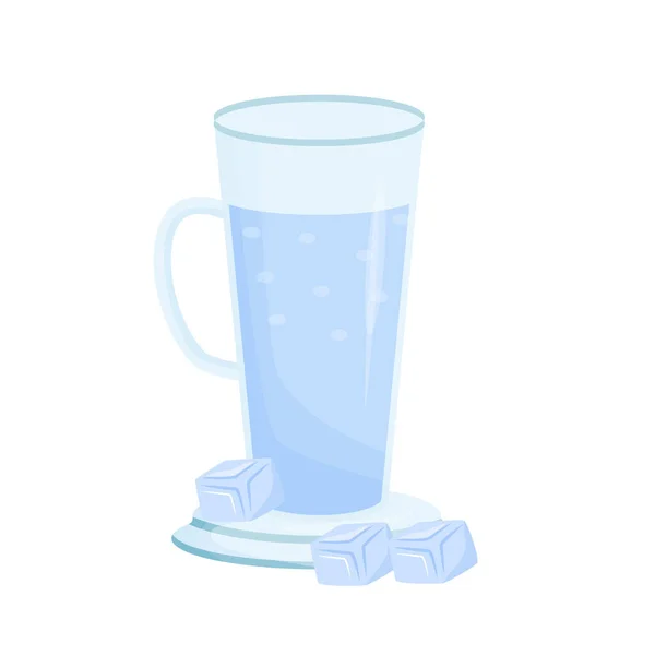 Cold Mineral Water Cartoon Vector Illustration Tall Cup Liquid Flat — Stock Vector