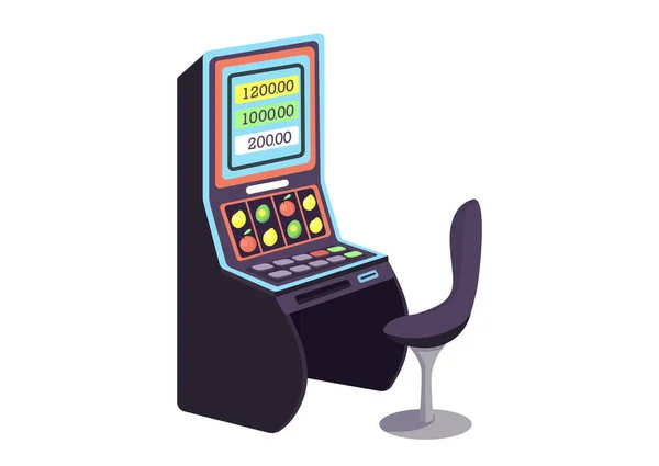 Casino Cartoon Vektor Illustration. Fruchtmaschine flache Farbe Objekt. Glücksspiel-Unterhaltung. Machen Sie Wetten im Lotto. Zählen Sie die Chancen, um den Jackpot zu gewinnen. Spielautomat isoliert auf weißem Hintergrund — Stockvektor