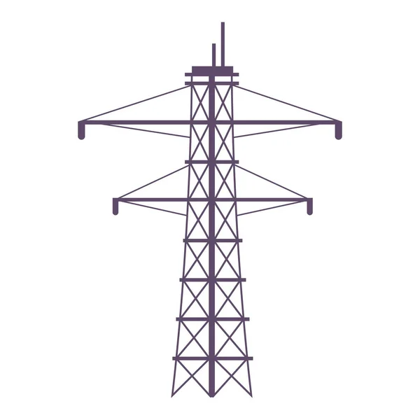 Ilustração elétrica do vector dos desenhos animados da torre. Powerline pylon objeto de cor plana. Construção de metal grande para distribuição de eletricidade isolada em fundo branco. Telefone, linha eléctrica —  Vetores de Stock