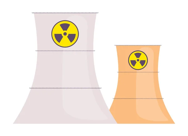 Reaktory Jądrowe Ilustracja Wektora Kreskówki Elektrownia Przemysłowa Fabryka Chemiczna Konstruuje — Wektor stockowy