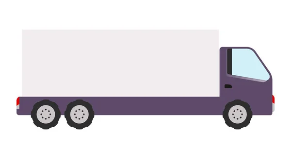 货车卡通人物图解 工业用挂车扁平的色彩物体 商用车辆 货车侧视图隔离在白色背景上 国际货运 — 图库矢量图片