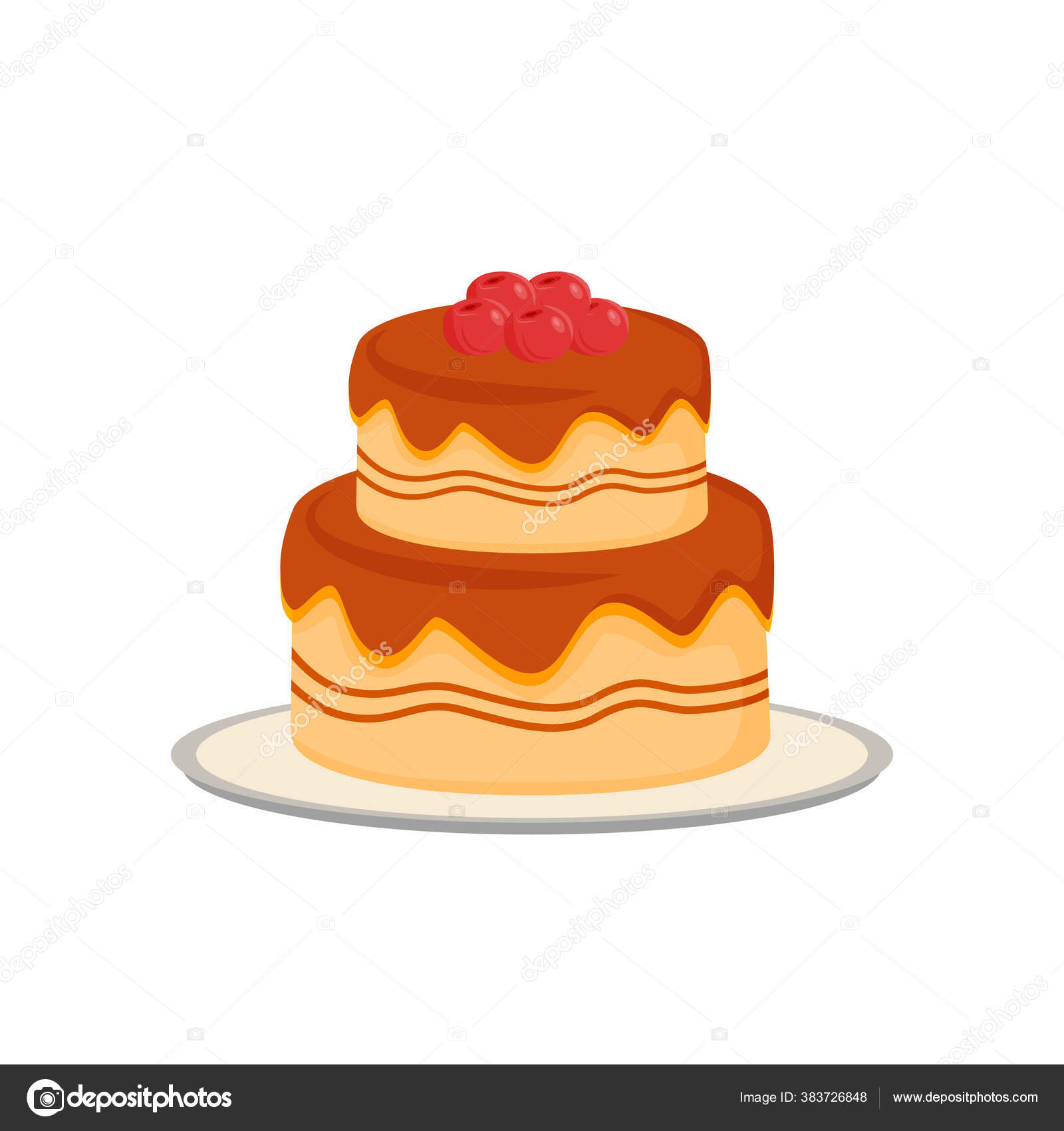 Bolo decorado para objeto de vetor de cor semi plana de festa item de  tamanho completo em branco tarifa de festa deliciosa sobremesa ilustração  de estilo de desenho animado simples para web