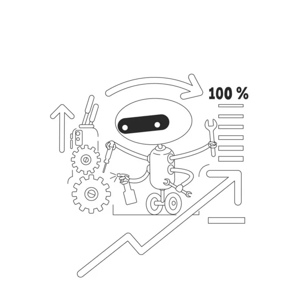 Ottimizzazione Bot Linea Sottile Concetto Vettoriale Illustrazione Robot Controllo Errori — Vettoriale Stock