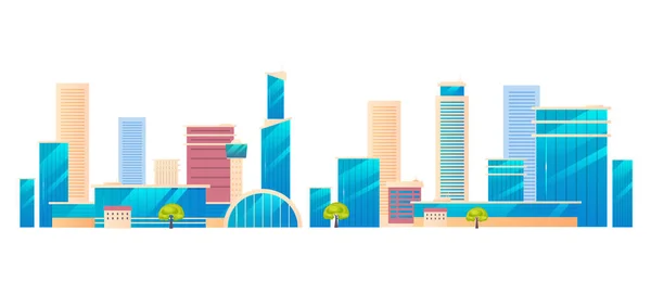 Moderne Stad Metropool Cartoon Vector Illustratie Stedelijke Skyline Platte Kleur — Stockvector