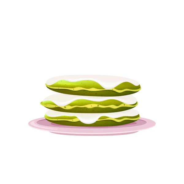 Crêpes Avec Illustration Vectorielle Réaliste Crème Confiserie Farine Sur Assiette — Image vectorielle