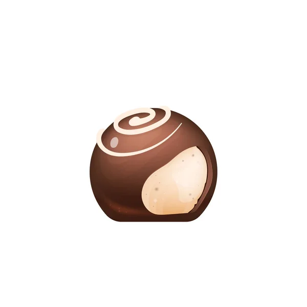 Bonbons au chocolat coupés, confiserie illustration vectorielle réaliste — Image vectorielle