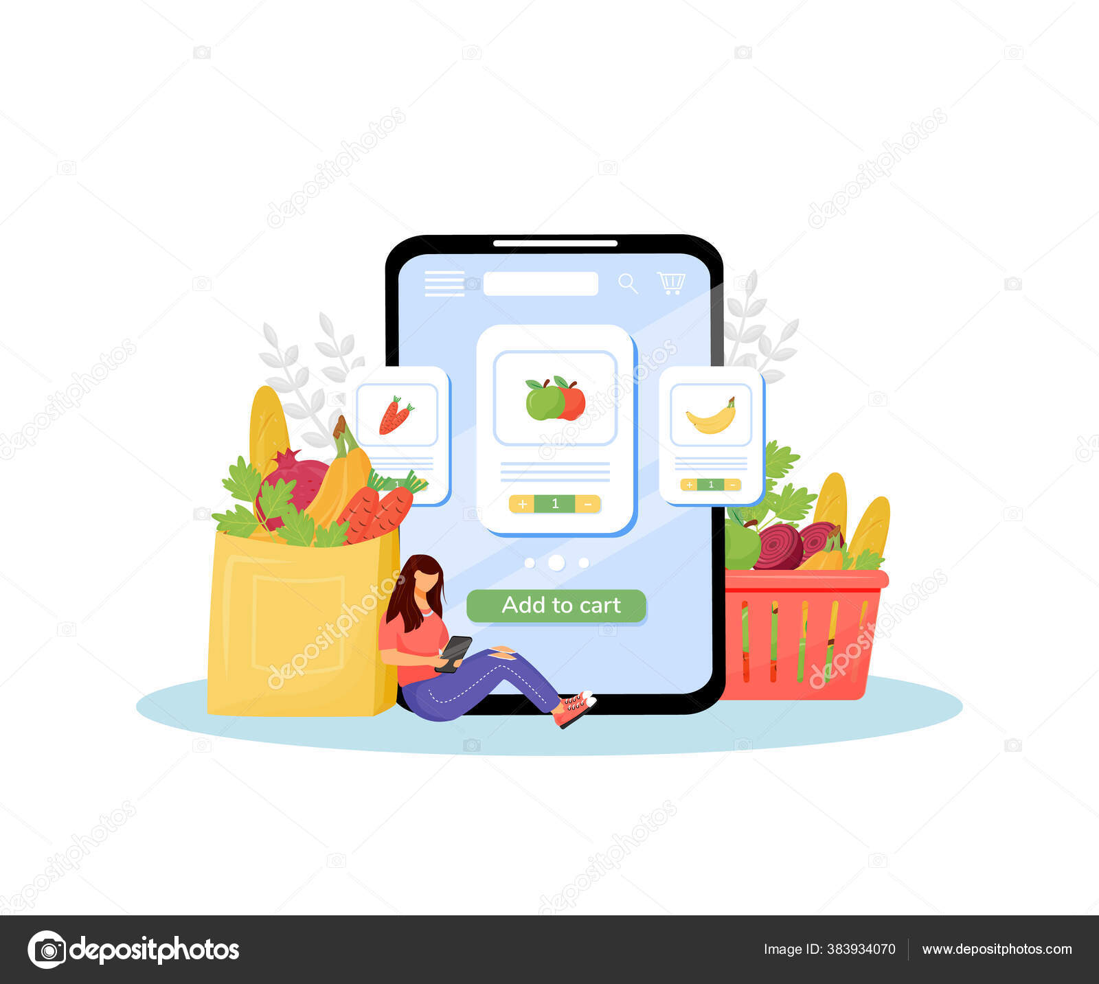 Online grocery flat concept vector Vegetables and