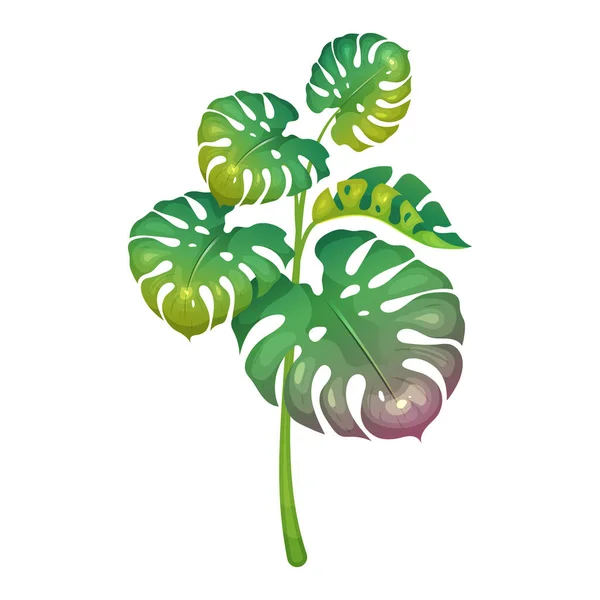 Ζούγκλα βλάστηση απεικόνιση διάνυσμα κινουμένων σχεδίων. Διακοσμητικά φύλλα τεράτων. Υποτροπική φτέρη. Νότιο άγριο πράσινο. Τροπικό θάμνο επίπεδο χρώμα αντικειμένου. Εξωτικό φύλλωμα που απομονώνεται σε λευκό φόντο — Διανυσματικό Αρχείο