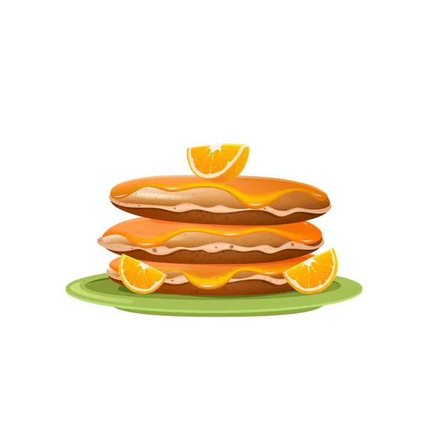 Pannkakor med apelsinsylt realistisk vektor illustration — Stock vektor