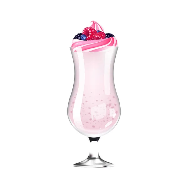 Berry smoothie, bebida de fruta orgánica en vidrio ilustración vectorial realista — Vector de stock