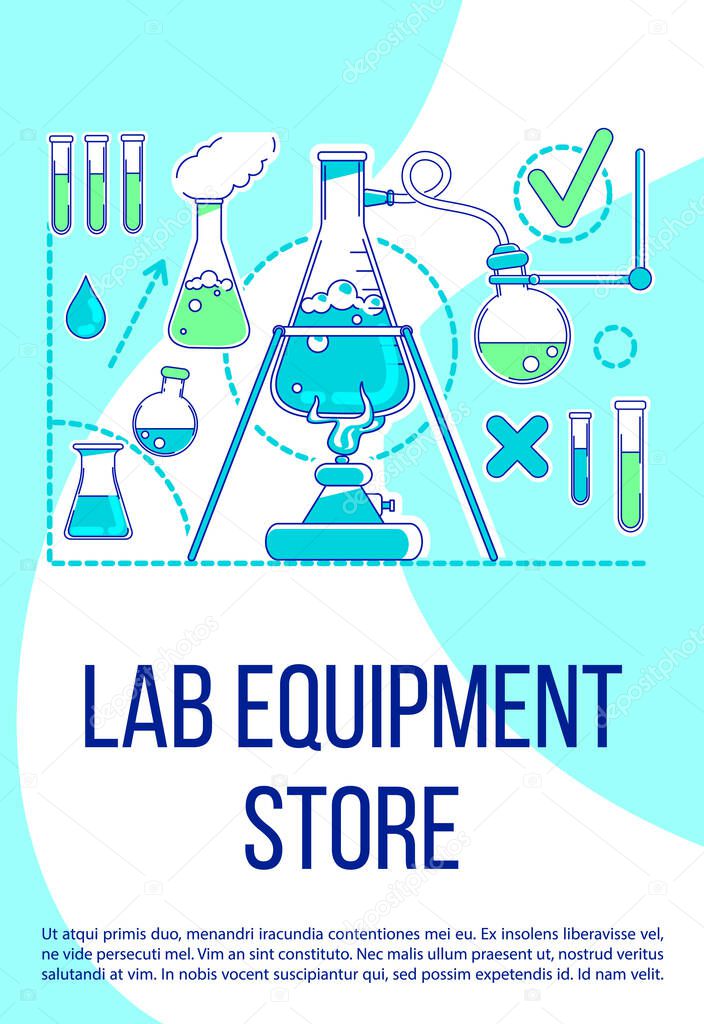 Lab equipment store poster flat silhouette vector template