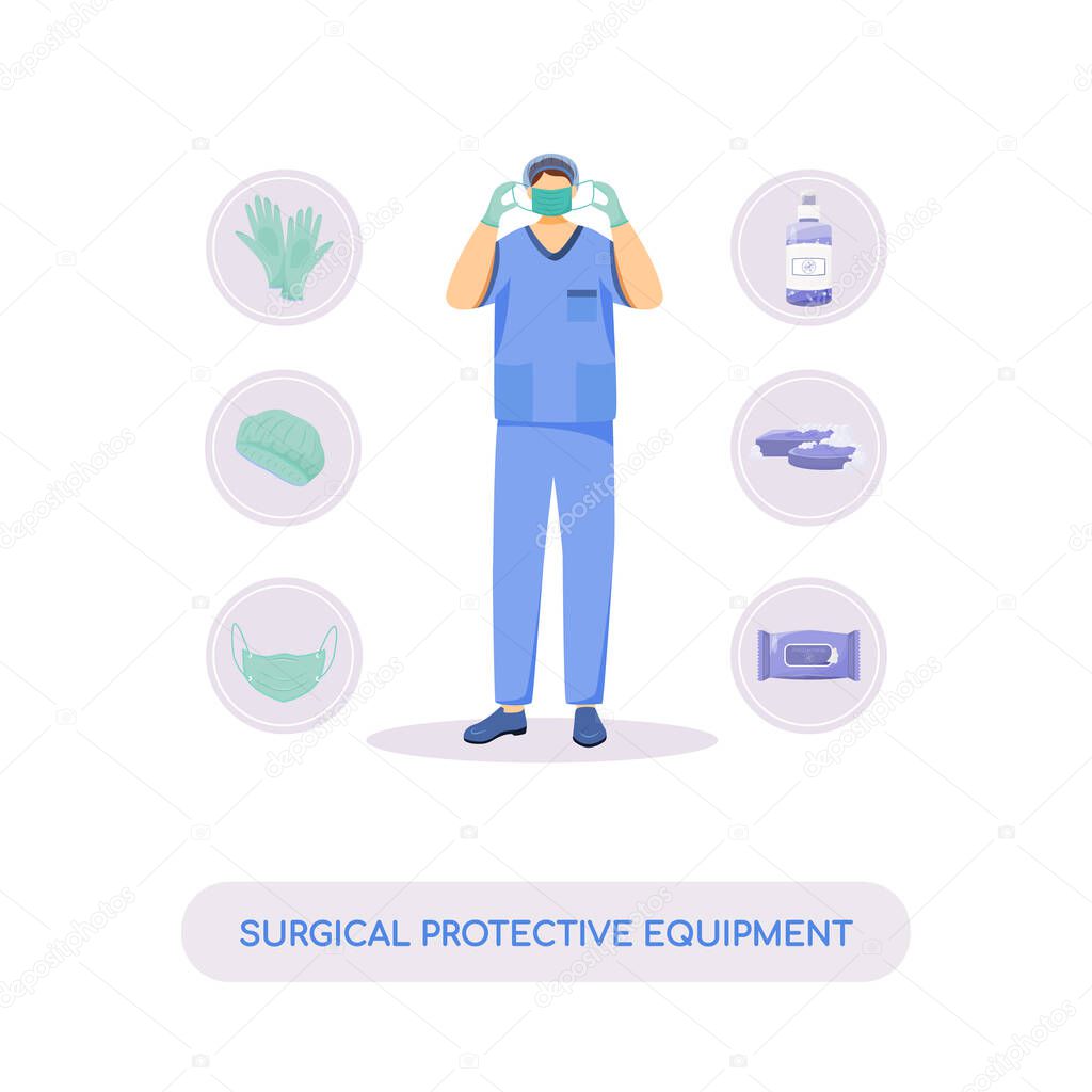 Surgical protective equipment flat concept vector illustration