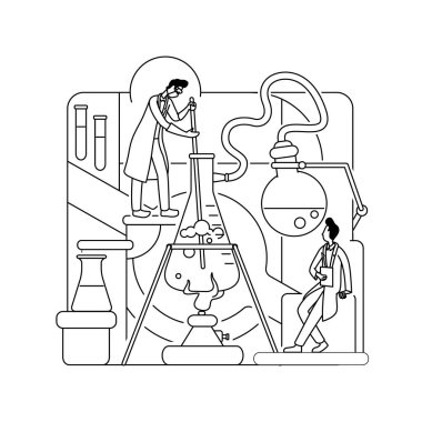 Kimyasal araştırma ince çizgi konsept vektör çizimi