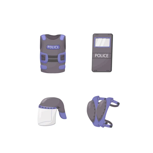 Equipamento de proteção pessoal da polícia conjunto de objetos vetoriais de cor plana —  Vetores de Stock