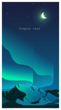 Aurora borealis phenomenon flat color vector background with text space clipart