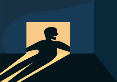 Uğursuz gölgeli düz renk çizimi olan boş oda