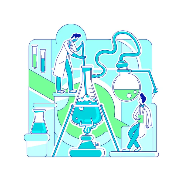 Reação química linha fina conceito vetor ilustração — Vetor de Stock