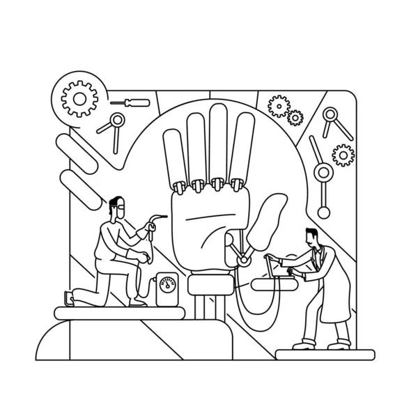 Illustrazione vettoriale del concetto di linea sottile di ingegneria protesica — Vettoriale Stock
