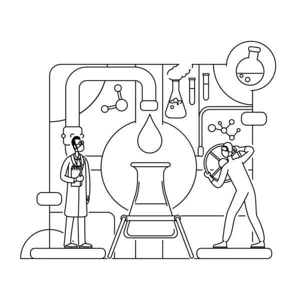 Análise química linha fina conceito vetor ilustração — Vetor de Stock