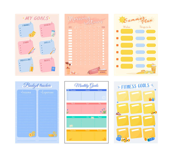 My goals creative planner page set design