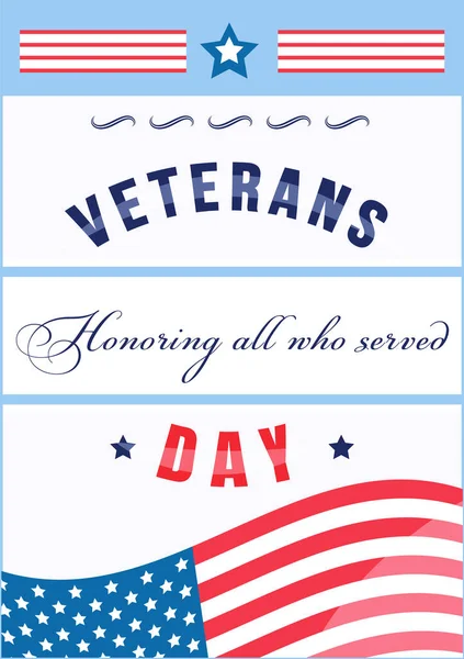 US Veterans Day poster modelo vetorial plana — Vetor de Stock