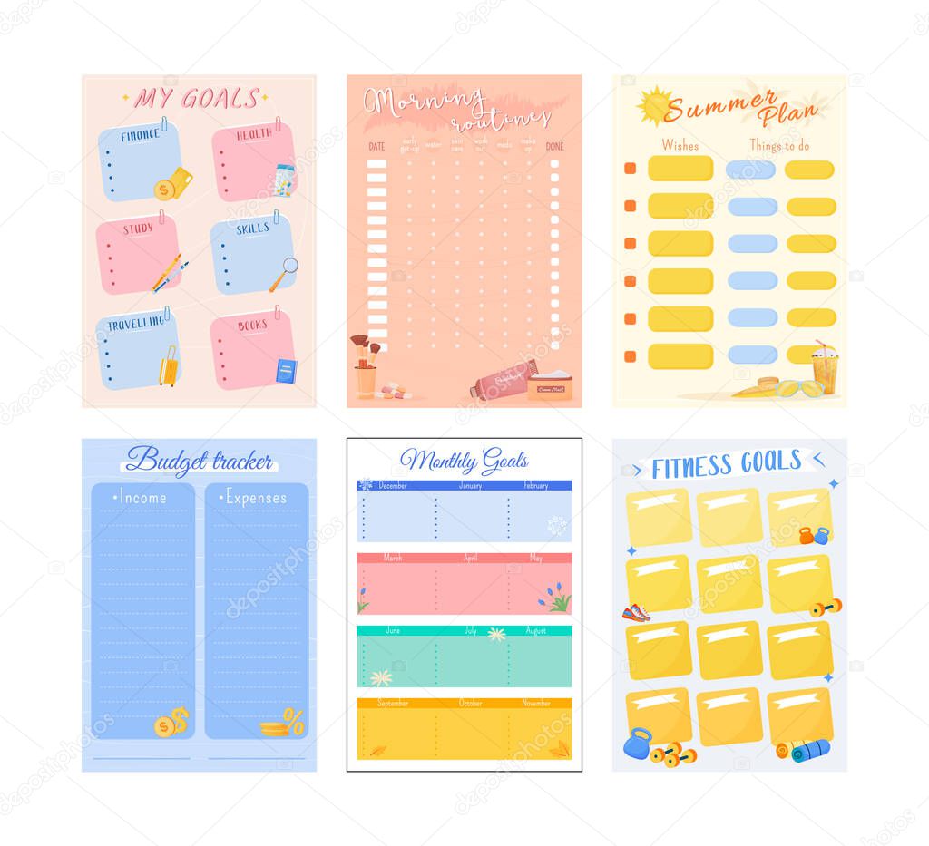 My goals creative planner page set design