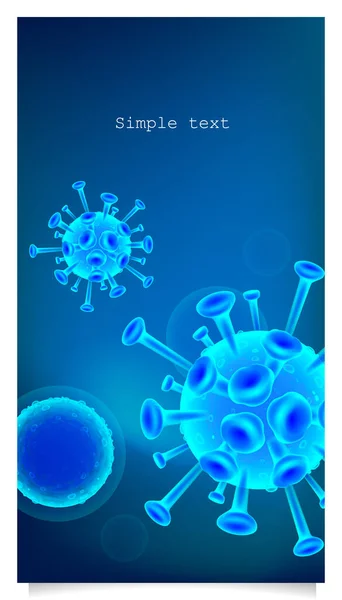 Latar belakang vektor warna 3d sel Coronavirus dengan ruang teks - Stok Vektor