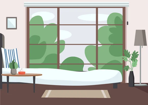 Boş yatak odası düz renk vektörü çizimi — Stok Vektör